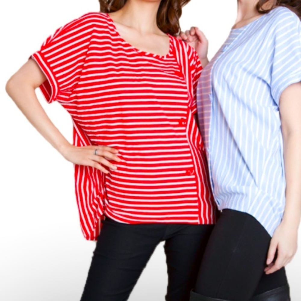 Patrizia Luca Striped Buttoned To The Tee Top Women’s Size M